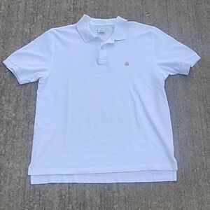 Brooks Brothers Polo Shirt Mens Size Large White Casual Short Sleeve Gold Logo